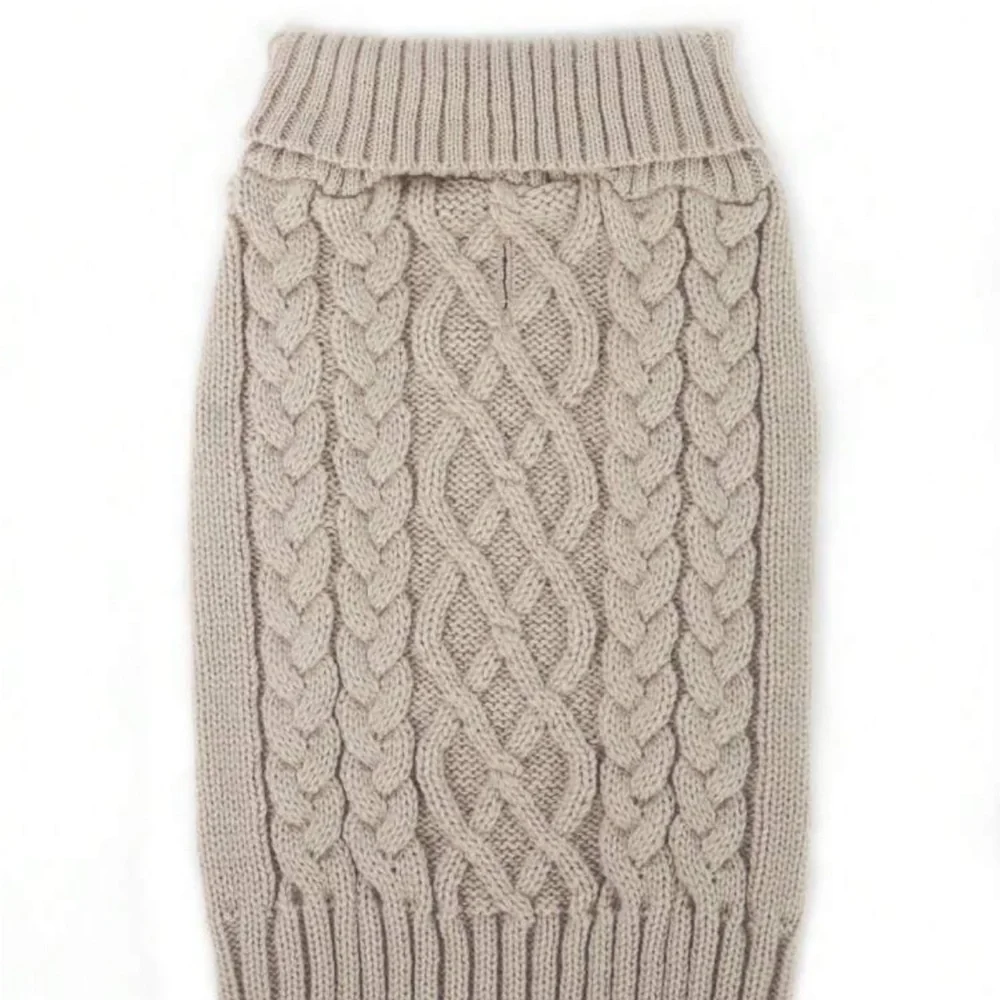 SHEIN Tan Cable Knit Dog Sweater